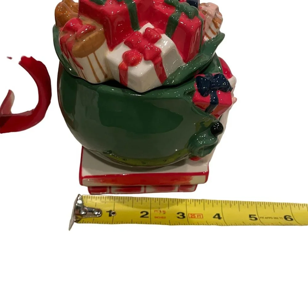 West Elm Figural Santa Claus Christmas Presents Lidded Holiday Mug 16 oz